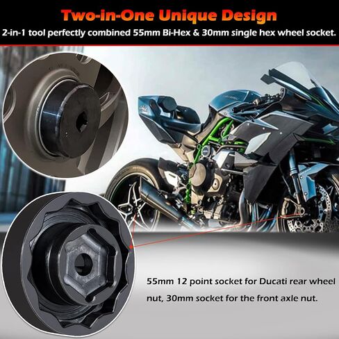 أداة مقبس صامولة المحور الأمامي الخلفي من Bonbo للدراجات النارية Ducati ATVs Super Bike 1098 1198 1199 Panigale Multistrada Diavel (30 مم + 55 مم) in Saudi Arabia