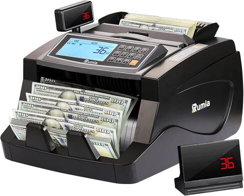 Money Counter Machine, Rumia Bill Counter-USD/EUR with UV/MG/IR/MT/DD Counterfeit Detection, Cash Counting Plus 3 Displays & 7 Modes, 1,000 Bills/Min, Suitable for Store, Office, Bank, etc in Saudi Arabia