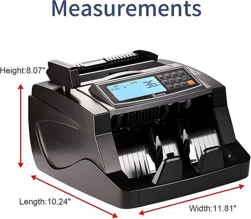 Money Counter Machine, Rumia Bill Counter-USD/EUR with UV/MG/IR/MT/DD Counterfeit Detection, Cash Counting Plus 3 Displays & 7 Modes, 1,000 Bills/Min, Suitable for Store, Office, Bank, etc in Saudi Arabia