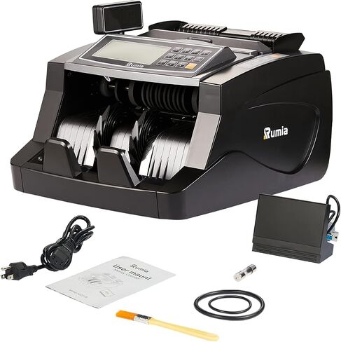 Money Counter Machine, Rumia Bill Counter-USD/EUR with UV/MG/IR/MT/DD Counterfeit Detection, Cash Counting Plus 3 Displays & 7 Modes, 1,000 Bills/Min, Suitable for Store, Office, Bank, etc in Saudi Arabia