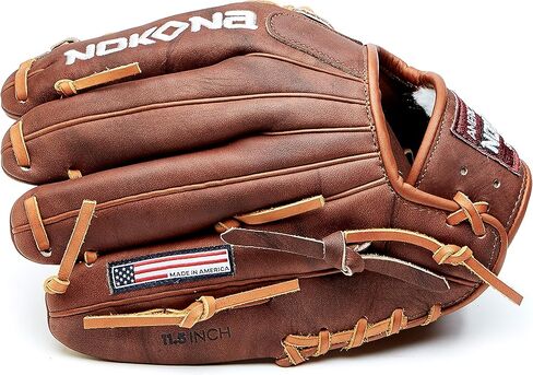 قفاز Nokona W-1150M للبيسبول والكرة اللينة مصنوع يدويًا من الجوز - شبكة معدلة لمواقع الملعب، قفاز للبالغين 11.5 بوصة، صنع في الولايات المتحدة الأمريكية in Kuwait