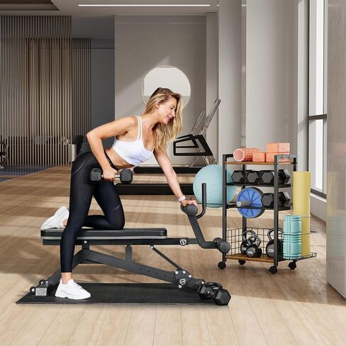 Snughome Dumbbell Rack, Weight Rack for Dumbbells, Home Gym Storage Rack for Kettlebells, Workout Equipment, Foam Roller and Yoga Mat Storage Rack, All in One Dumbbell Rack with Wheels and Hooks in Kuwait