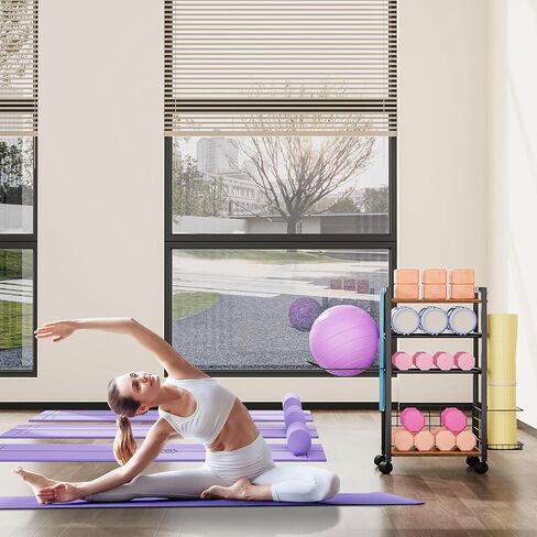 Snughome Dumbbell Rack, Weight Rack for Dumbbells, Home Gym Storage Rack for Kettlebells, Workout Equipment, Foam Roller and Yoga Mat Storage Rack, All in One Dumbbell Rack with Wheels and Hooks in Kuwait