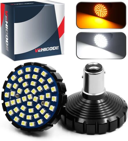 طقم لمبة إضاءة LED vehiCode 1157 Harley - كهرماني أبيض مزدوج اللون 2357 2057 7528 BAY15D للدراجات النارية Harley Davidson Front Running Driving Turn Signal Blinker Lamp Bullet Light (عبوتان) in Kuwait