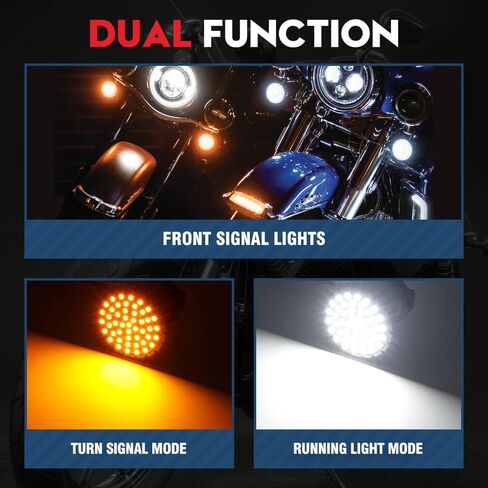 طقم لمبة إضاءة LED vehiCode 1157 Harley - كهرماني أبيض مزدوج اللون 2357 2057 7528 BAY15D للدراجات النارية Harley Davidson Front Running Driving Turn Signal Blinker Lamp Bullet Light (عبوتان) in Kuwait