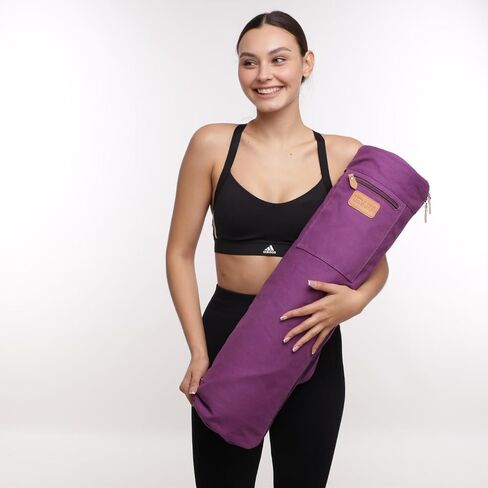 Purple Yoga Mat Bag | Large Yoga Mat Bags for Women & Men | Fits Thick Yoga Mat & Yoga Accessories | Three Storage Pocket | Adjustable Yoga Bag Shoulder Strap | Great As Gym Bag in Saudi Arabia