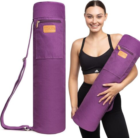 Purple Yoga Mat Bag | Large Yoga Mat Bags for Women & Men | Fits Thick Yoga Mat & Yoga Accessories | Three Storage Pocket | Adjustable Yoga Bag Shoulder Strap | Great As Gym Bag in Saudi Arabia