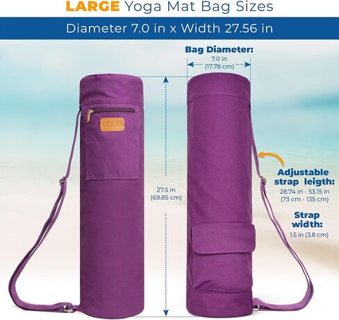 Purple Yoga Mat Bag | Large Yoga Mat Bags for Women & Men | Fits Thick Yoga Mat & Yoga Accessories | Three Storage Pocket | Adjustable Yoga Bag Shoulder Strap | Great As Gym Bag in Saudi Arabia