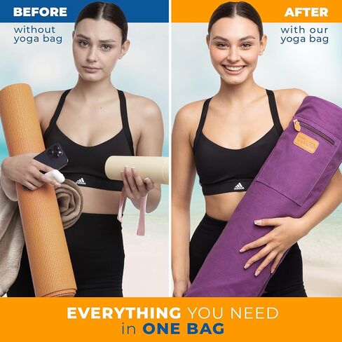 Purple Yoga Mat Bag | Large Yoga Mat Bags for Women & Men | Fits Thick Yoga Mat & Yoga Accessories | Three Storage Pocket | Adjustable Yoga Bag Shoulder Strap | Great As Gym Bag in Saudi Arabia