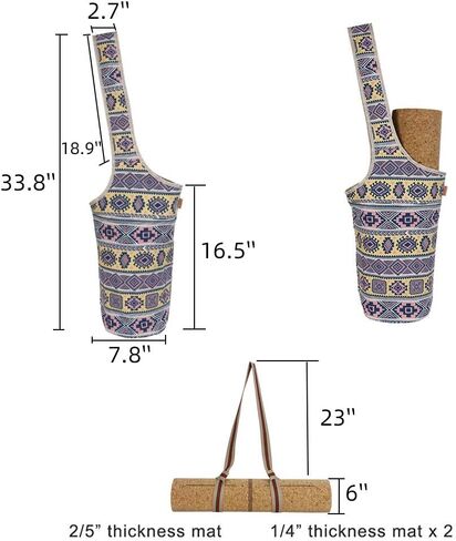 Yoga Mat Bag, Long Tote with Pockets Cute Yoga Mat Holder with Bonus Yoga Mat Strap, Stylish and Practical Yoga Mat Bags and Carriers for Women in Kuwait