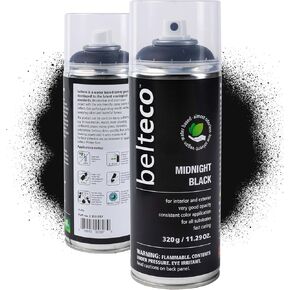Midnight Black Matte Spray Paint | Water based & Odorless | Eco-Friendly & Vegan | Weather & UV-Resistant | For all Substrates | Fast Drying with High Coverage | For Indoor/Outdoor Use