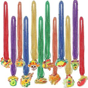 Fovths 144 Pieces Cinco de Mayo Beads Set Mexican Party Favors Cinco de Mayo Necklaces Mexican Necklaces Fiesta Party Decorations for Mexican Parade Carnivals