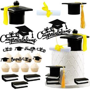 15 PCS Cake Cake Topper Decorations على تهنئة لوازم التخرج لحفلات التخرج