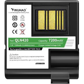 WUHAO ZQ630 QLN420 بطارية ترقية 7200 مللي أمبير في الساعة Zebra QLN420 ZQ630 ZQ63-AUWA000-00 ZQ63-ACFAC10-00 باركود باركود بديل P1050667-016 BTRY-MPP-68MA1-01