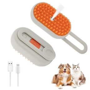2025 Cat Steam Brush ، 4 in 1 Cat and Dog Steam Steam Combs للتدليك والتنظيف والتسلق في كل شيء ، فرشاة الاستمالة للحيوانات الأليفة القابلة لإعادة الشحن مع الرش (الكاكي)