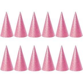Nuobesty 12pcs قبعات Glitter Cone Party ، مثلث حفلة عيد ميلاد قبعات معادن احباط الفن الحرف Caps أزياء حفل عيد ميلاد الزخارف الوردي