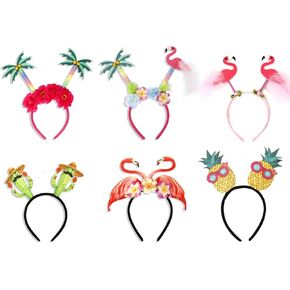 6pcs حزب هاواي حزب رئيس الرأس استوائيا boppers flamingo النخيل شجرة الأناناس luau الحزب الزخارف.