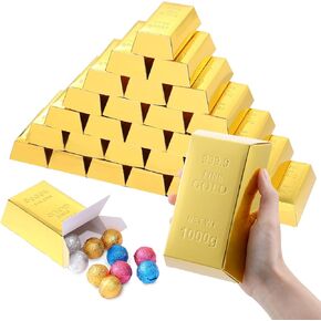 30 PCS GOLD BAR GOOD GOID HIP BOX FOIL GOLD BAR BARD PARKES BABES GOLDEN GOLDEN BOXES Treasure Brick for Christmas Party Pirate Casino Decorations Party Party Treaty Chocolate Toys