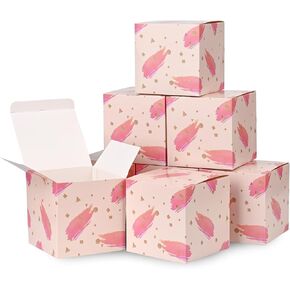 Djinnglory 60 Pack Pink and Rose Party Boxes 4 × 4 × 4 بوصات ، صناديق هدايا صغيرة للورق للمكعب