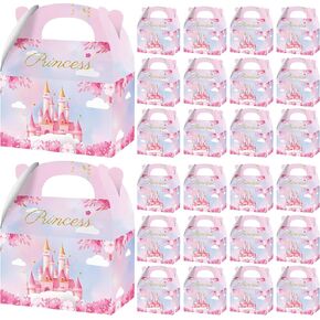 24 PCS Prince Castle Hights Boxes Birthday Party Party Joxes Supplies Candy Goodie Boxes Princess Prince Party Boxes مثالية للاحتفالات والمناسبات الخاصة (الوردي)