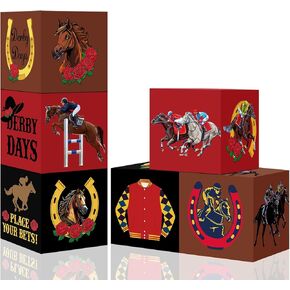 6 Pcs Derby Day Horse Party Decorations Boxes 12 Inch Horse Racing Birthday Balloon Cardboard Box Backdrop Derby Day Western Cowboy Props for Birthday Party Supplies