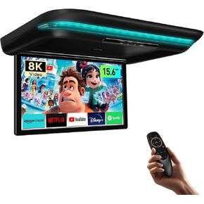 XTRONS 17.3 Inch Motorized Car Overhead Player, 8K FHD IPS Screen Android Car Roof Mount Monitor Built-in Stereo Speakers, Auto Flip Down Car Monitor Support HDMI USB Input in Saudi Arabia