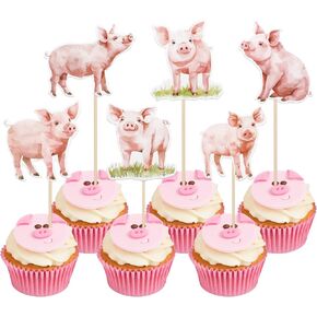 36 pcs pig cupcake toppers double -side pet pig cupcake يختار مزرعة خنزير أوك كب كيك للحيوانات المزرعة مصنوعة من الأطفال دش الأطفال