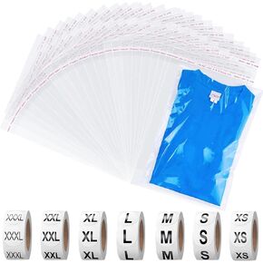 500 PCS أكياس السيلوفان (10 × 13 بوصة) ، وأكياس القميص الصافية القابلة لإعادة بيعها مع 7 أحجام 3500 PCS ملصقات حجم الملابس اللاصقة للملابس ، وحقيبة القميص ، والقمصان ، والسراويل