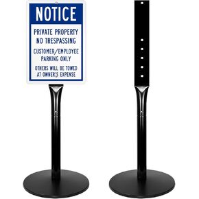 عمود إشارة وقوف السيارات مقاس 49 بوصة حامل لافتات وقوف السيارات من الحديد الزهر شديد التحمل، حامل لافتة متحرك لتعليق اللافتات، أسود، 20 رطل in Kuwait