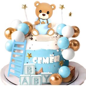 Jevenis Pink Bear Cake Decoration Bear Bear Beaby Shower Cake Topper Bears Train Train Decoration Duit Birthday Cake Decoration