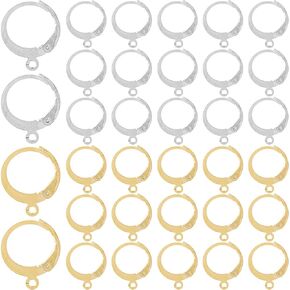 1 Box 200Pcs Round Wire Earring Hooks Gold Earring Findings Bulk Silver Lever Back Huggie French Real 24K Gold Plated Stainless Steel Earring Hooks for Jewelry Making Supplies DIY Beginner