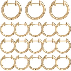 Sunnyclue 1 Box 20pcs REAL 18K GOLD BRASS PRASS HUGGIE HOOP أقراط مستديرة من القرط السنانير السقوط المعدني قفل الأذن الأطواق الأطواق مع إغلاق المزلاج لإغلاق المجوهر