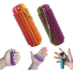 ألم منبهات تململ مفاتيح مفتاح الجيب MINI Toy Toy spiky rowler fidget keychain chowler keychain keychain fourge for grounding ript (a Rainbow)