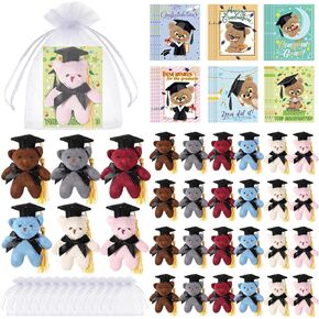 Hanaive 30 Sets Mini Graduation Bear Bear Treguation Party Favors 30 PCS Bear Keychain with Grad Cap 30 PCS CARD 30 PCS BAC LUGRESA TOY SMALL PLUSH