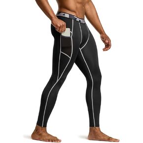 TSLA Men's Compression Pants, Cool Dry Athletic Workout Running Leggings Tights with Pockets