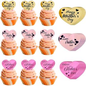 عيد أم سعيد Cupcake Topper ، 30 PCS Day Cake Cake Toppers Decorations Acrylic Cake Decorations ، 3 Colors Mirror Cake Discor for Happy Mother's Head Women Birthday Supplies Supplies Supplies
