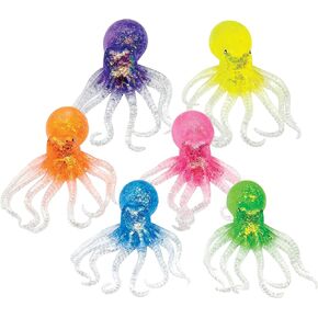 Raymond Geddes the Kraken Squishy Toys - Pack of 12 - ألعاب اسفنجي مليئة بالهلام مع بريق لتخفيف الإجهاد
