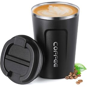 Smilatte 17oz (510ml) Vacuum Insulated Travel Mug, Leakproof Double Wall Stainless Steel Reusable Coffee Cup with Lid For Hot & Cold Drinks, Matte Texture White