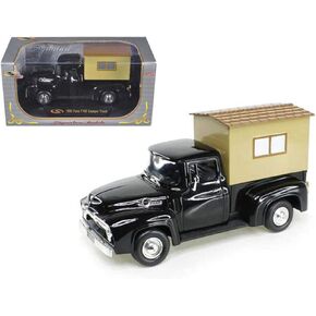 1956 فورد F-100 بيك آب شاحنة سوداء مع العربة 1/32 DIECAST MODEL CAR