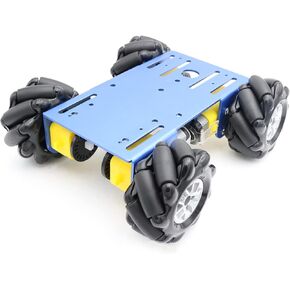 Professional 60mm Mecanum Wheel Car Chassis MC100 for Arduino/Raspberry pi/Micobit, Remote Control 4WD Metal Smart Robot Car Chassis Kit Omnidirectional Wheel with DC TT Motor DIY Toy AI ROS STEAM