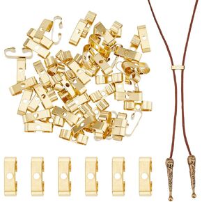 Dicosmetic 60pcs Bolo Tie Slide Clasp Brass Bolo Tie النتائج المستطيلة الفارغة بولو التعادل شرائح بولو التعادل الإكسسوارات عتيقة رعاة البقر البولو