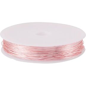 Cheriswelry 24 Gauge 0.5mm النحاس الوردي سلك الحرف النحاسية للمجوهرات التي تصنع 75.46 قدم سلك فني مقاوم للانحناء للذراع لتزيين البستنة.