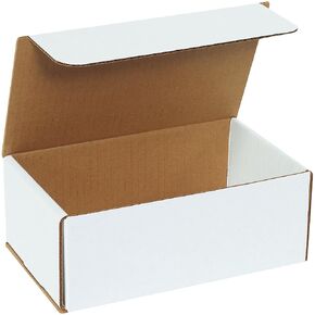 Boxes Fast BFM853 Corrugated Cardboard Mailers, 8 x 5 x 3 Inches, Tuck Top One-Piece, Die-Cut Shipping Cartons, Medium White Mailing Boxes (Pack of 50)