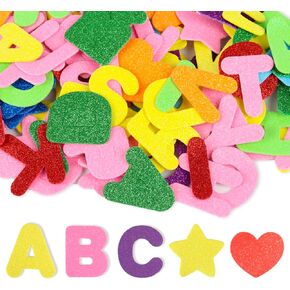 280pcs ملصقات الأبجدية الرغوية اللامعة-اللصق الذاتي ، A-Z ، 10 ألوان ، لوازم الحرف للأطفال ، مشاريع مدرسية ، زينة للحفلات