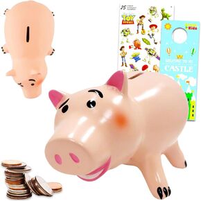Toy Story Piggy Bank Set - حزمة مع ملصقات Money Bank Ceramic Hamm Plus ، المزيد | ديزني وودي و Buzz Toy Story Bank Bank for Kids