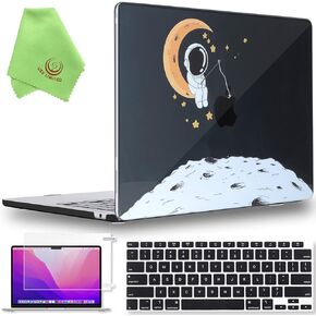 Ueswill 4in1 متوافق مع 2022-2025 MacBook Air 13 Inch M2 M3 M4 Case A2681 A3113 A3240 ، علبة الصلابة الصلبة + غطاء لوحة المفاتيح + واقي الشاشة + القماش الألياف الدقيقة ، رائد الفضاء ب