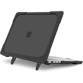 MOSISO Compatible with Microsoft Surface Laptop Case 13.8 inch 2024 Touchscreen 7th Edition 2024 Release Model 2036, Heavy Duty Protective Plastic Hard Shell Case Cover with Fold Kickstand, Black