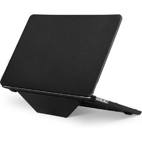 MOSISO Compatible with MacBook Air 15 inch Case 2025 2024 2023 Release M4 A3241 M3 A3114 M2 A2941 Liquid Retina Display&Touch ID, PU Leather Coated Plastic Hard Shell Case with Fold Kickstand, Black