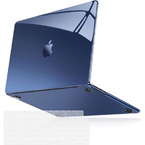 Mosiso متوافق مع MacBook Air 13 بوصة الحالة 2025 2024 2023 2022 M4 A3240 M3 A3113 M2 A2681 ، تجاوز الغلاف الصلب البلاستيكي الطبيعية للتجميل والوحة المفاتيح للهواء Macbook 13.6 بوصة ، بلاك كريستال أسود