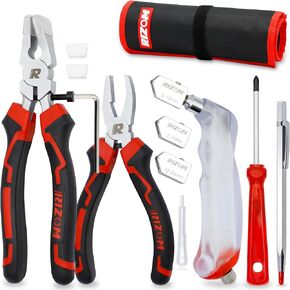 أدوات Rizom Glass Cutters ، قاطع زجاجي 2-20 مم ، 8 بوصة من الزجاج الجاري مع الفكين المنحنيين ، 6 "كماشة غروزر الكسارة ، أداة قطع زجاجية للزجاج الملون ، البلاط ، قطع الفسيفساء